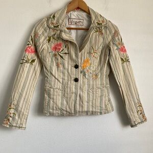 Johnny Was Jacket Womens XS Multicolor Floral Embroidered Blazer